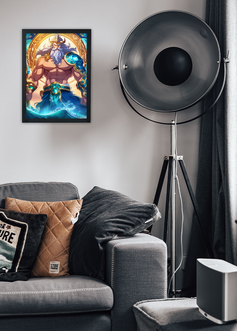 Quadro Poseidon rei do mar - Mitologia Grega - Com vidro