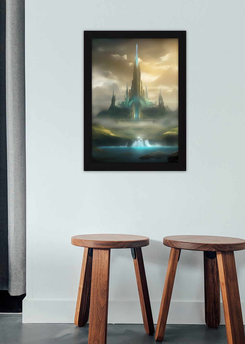 Quadro Reino de asgard - Mitologia nórdica - Com vidro