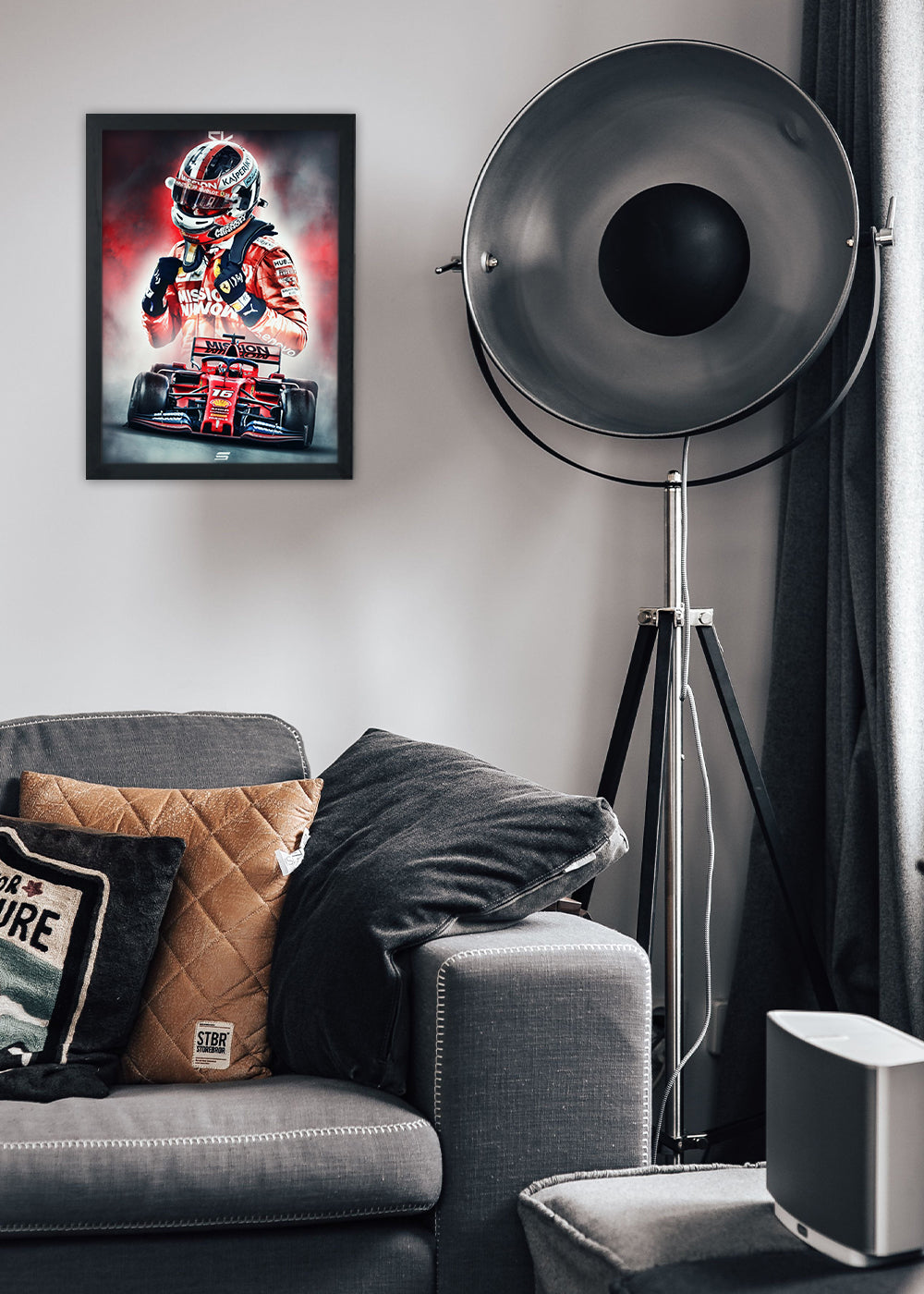 Quadro Piloto Charles Leclerc - Com vidro