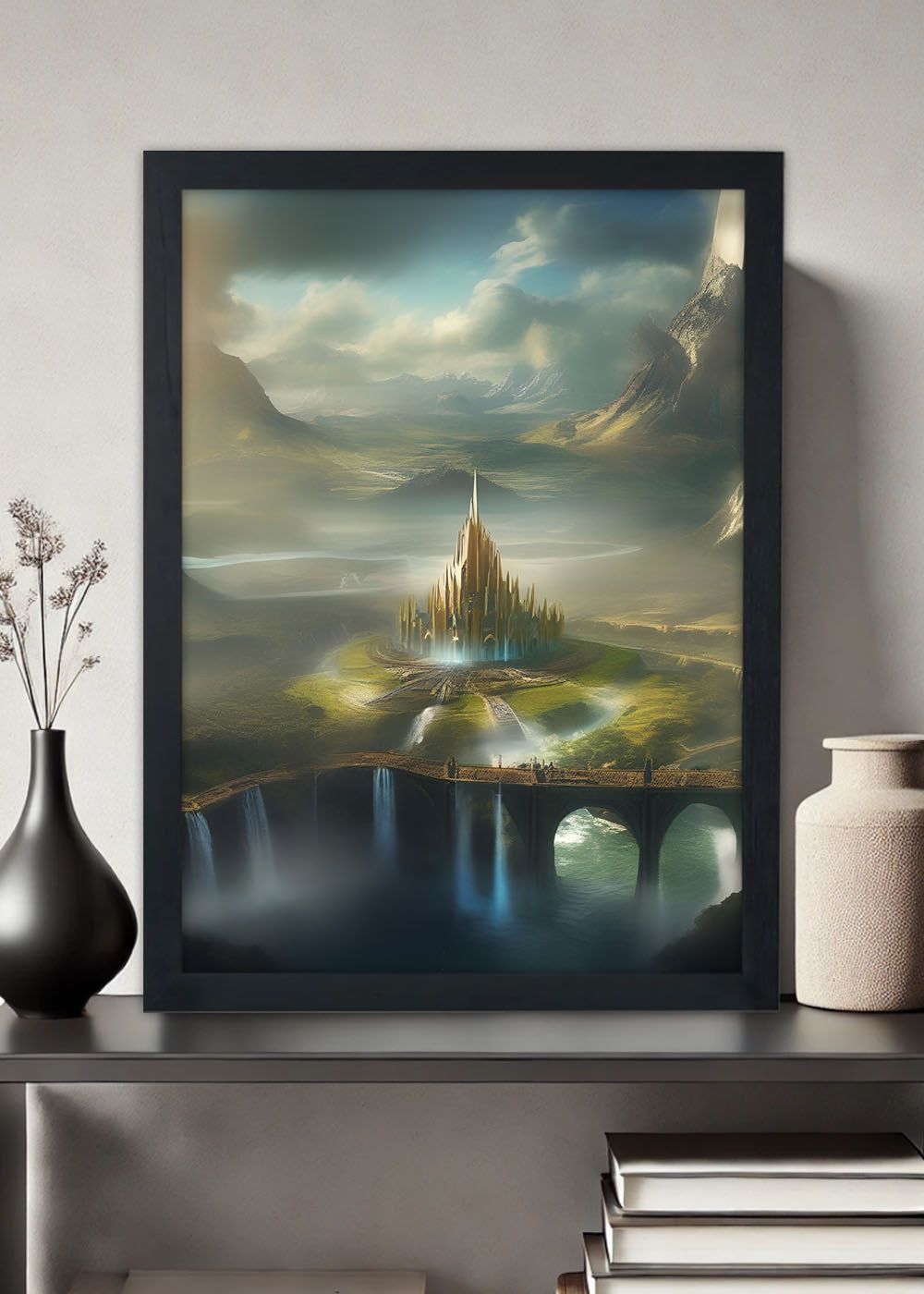 Quadro O Reino de asgard - Mitologia nórdica - Com vidro