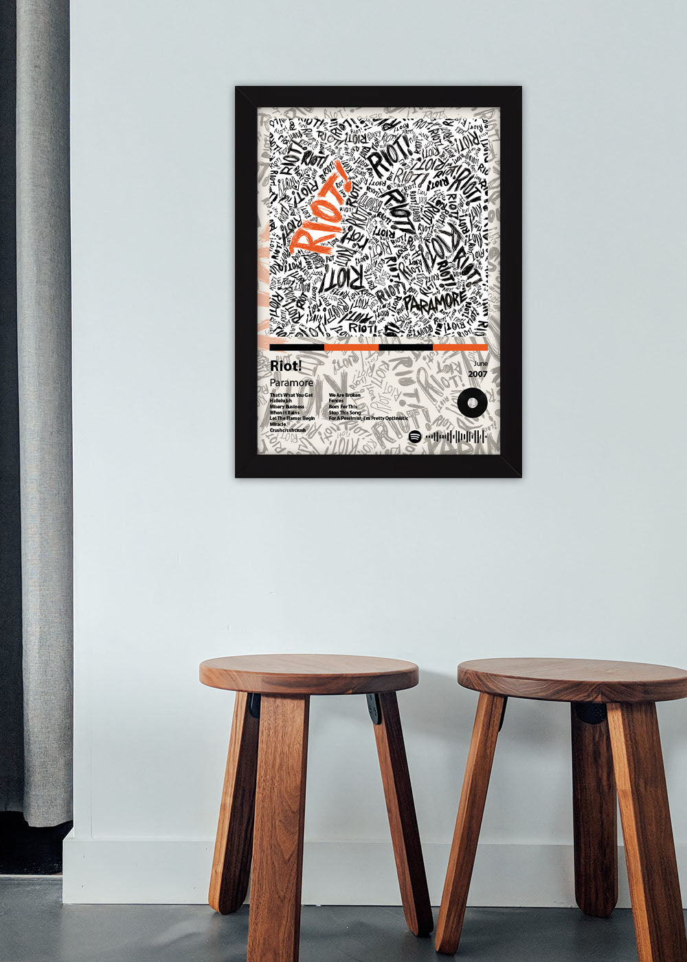 Quadro Decorativo Riot! Paramore - Com vidro