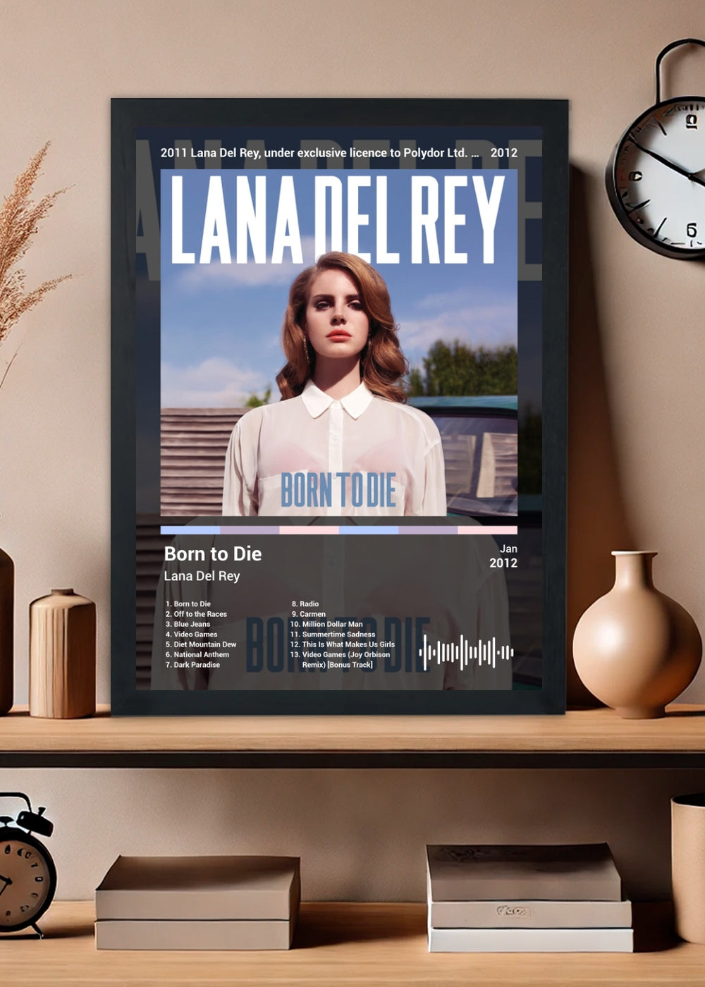 Quadro Decorativo Lana Del Rey Born to Die (Dark) Com Vidro