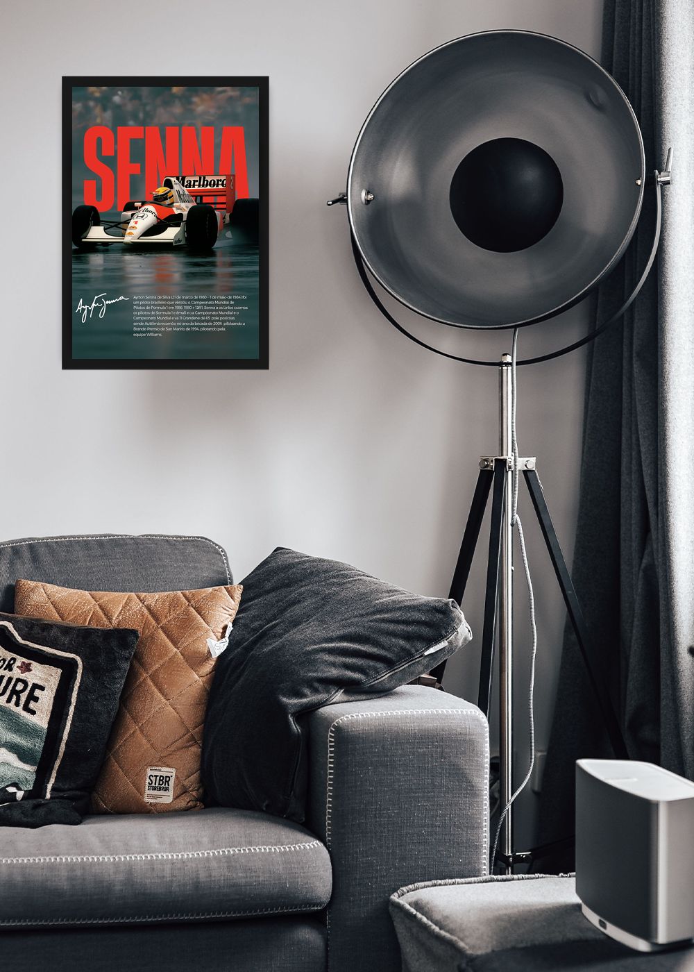 Quadro Com Vidro Ayrton Senna Rei de Monaco Decorativo