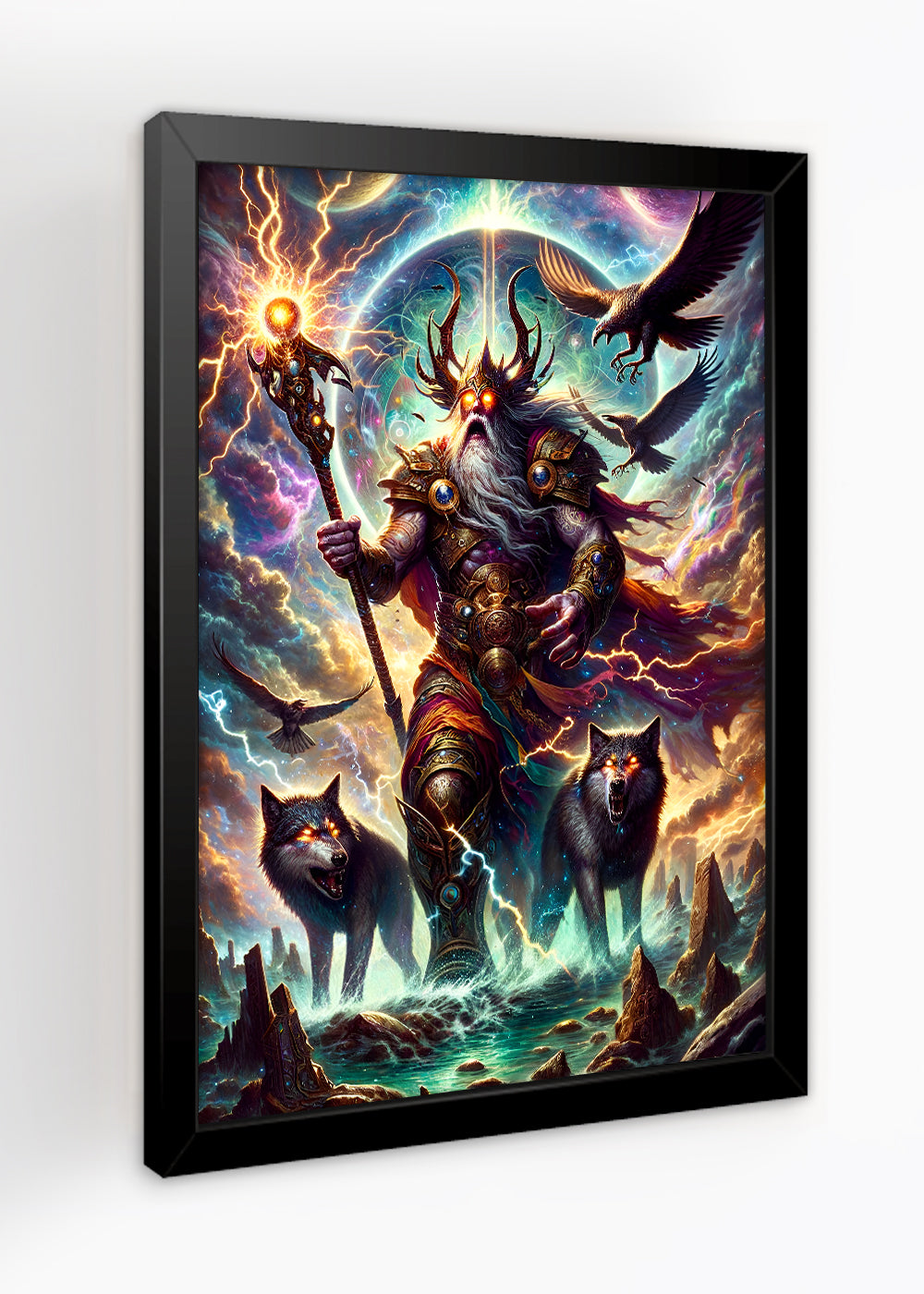 Quadro Odin o responsavel pelas runas Mitologia - Com vidro