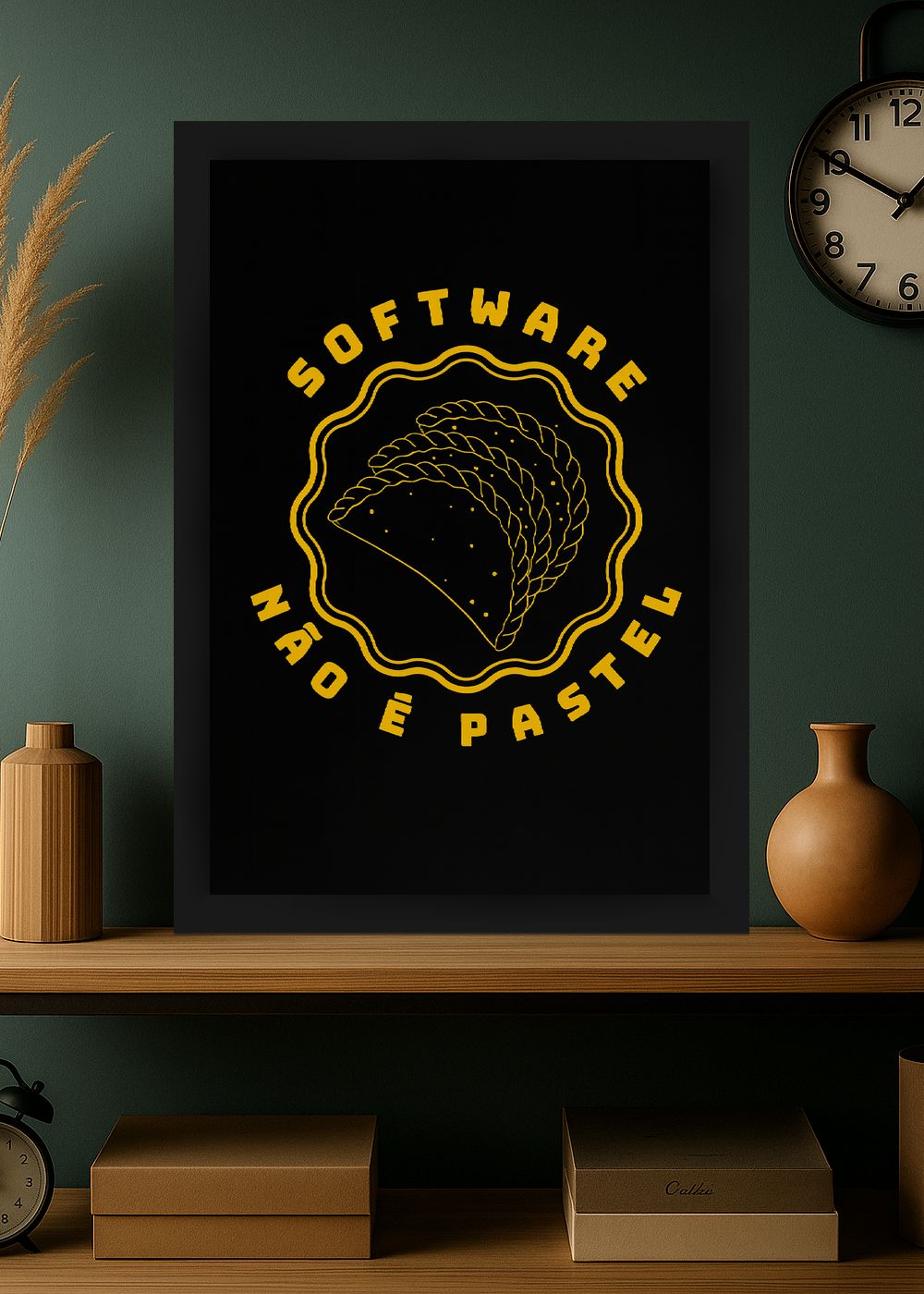 Quadro Geek Software Não é Pastel Com Vidro e Moldura