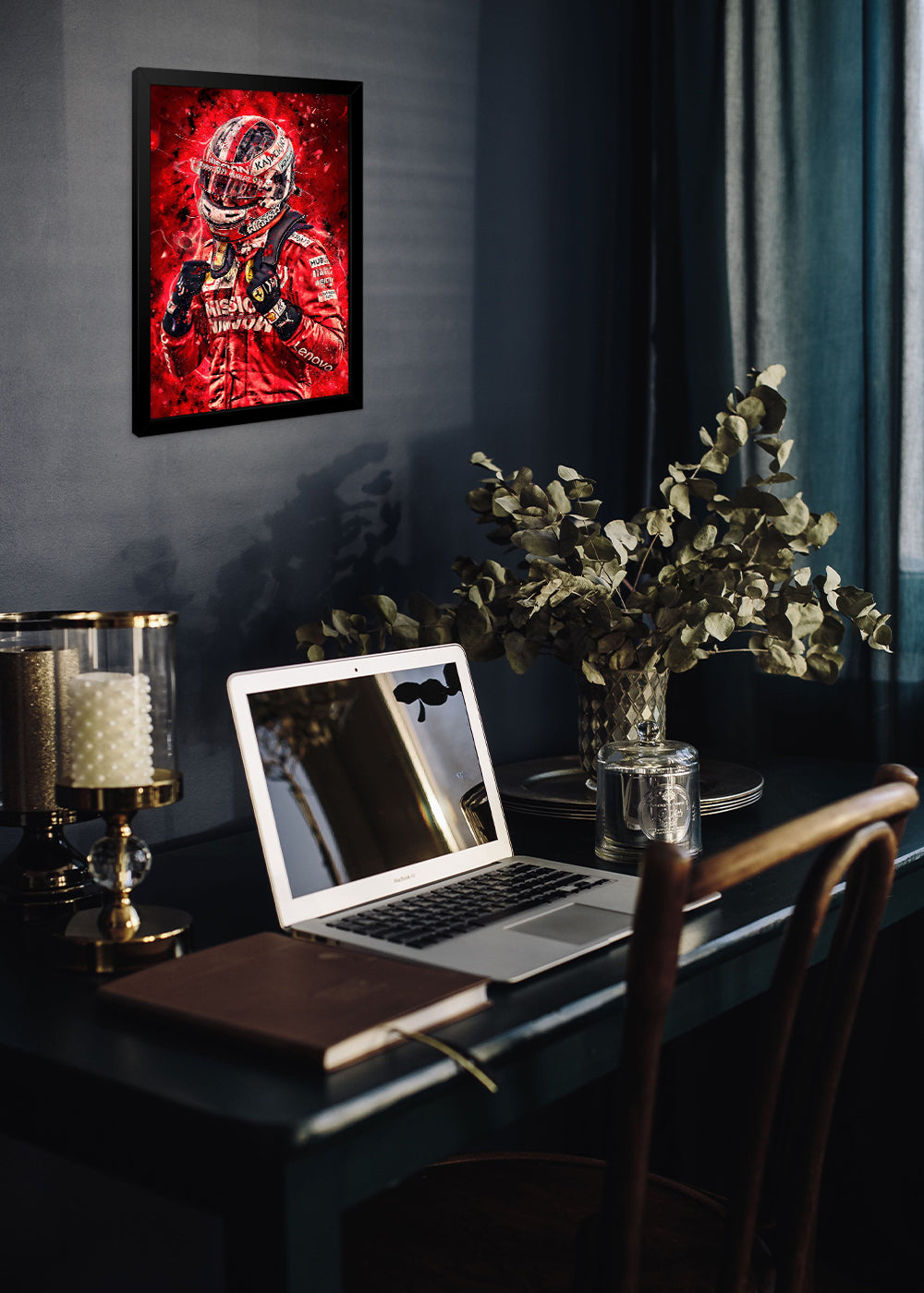 Quadro Piloto Charles Leclerc imparável - Com vidro