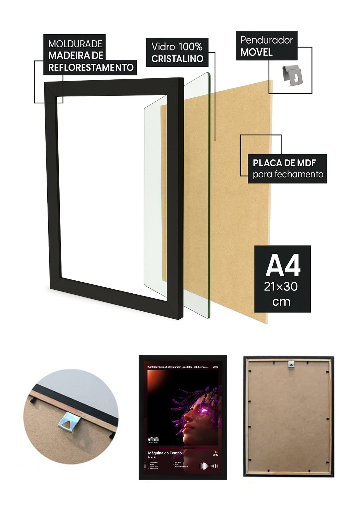 Quadro Decorativo Matuê Máquina do Tempo (Colored) Com Vidro