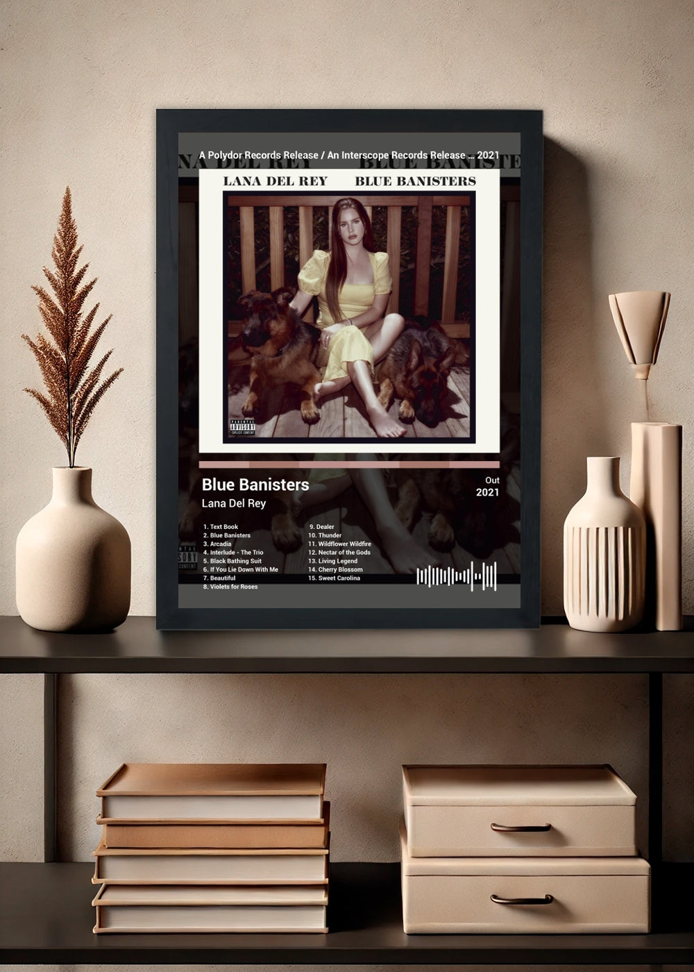 Quadro Lana Del Rey Blue Banisters (Dark) Com Vidro