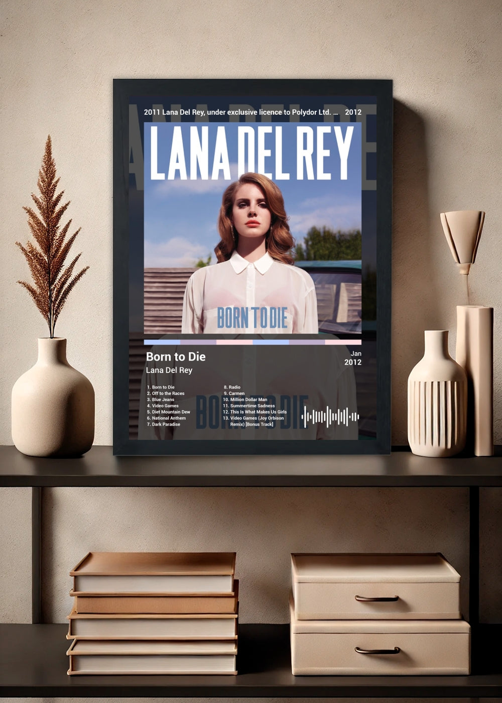 Quadro Decorativo Lana Del Rey Born to Die (Dark) Com Vidro