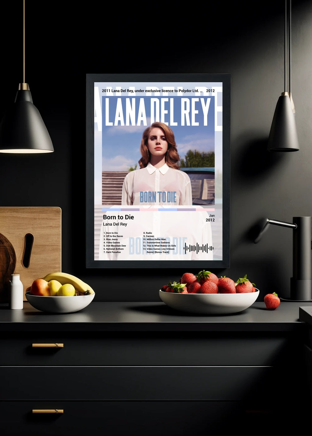 Quadro Decorativo Lana Del Rey Born to Die (Light) Com Vidro