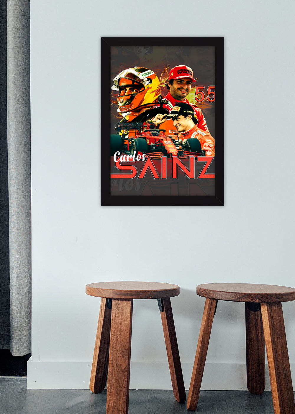 Quadro Piloto Carlos Sainz - Com vidro