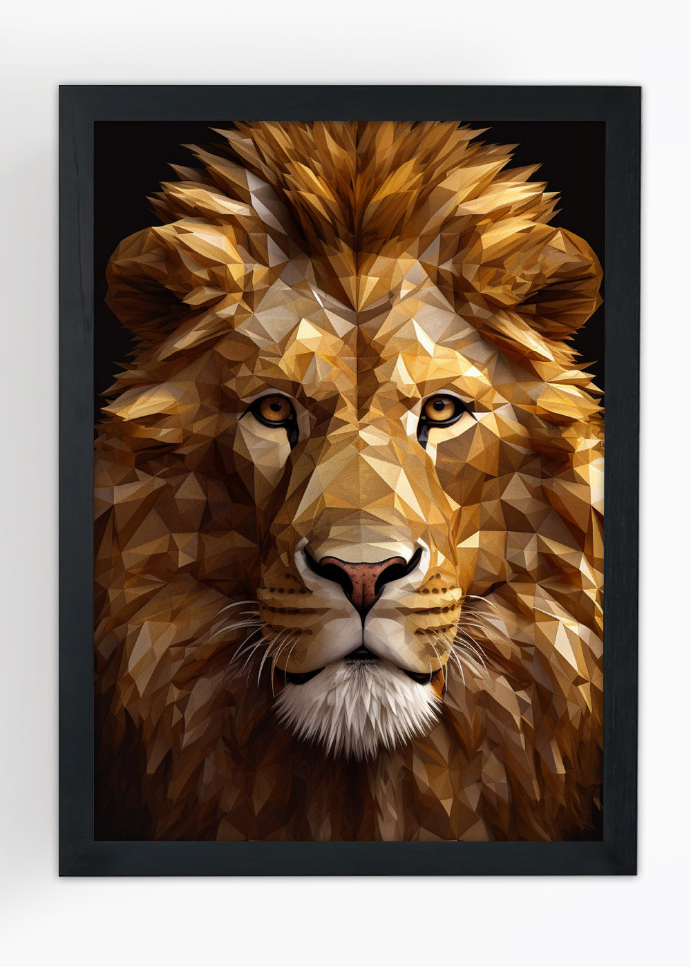 Quadro Decorativo Rosto do leão geométrico - Com vidro