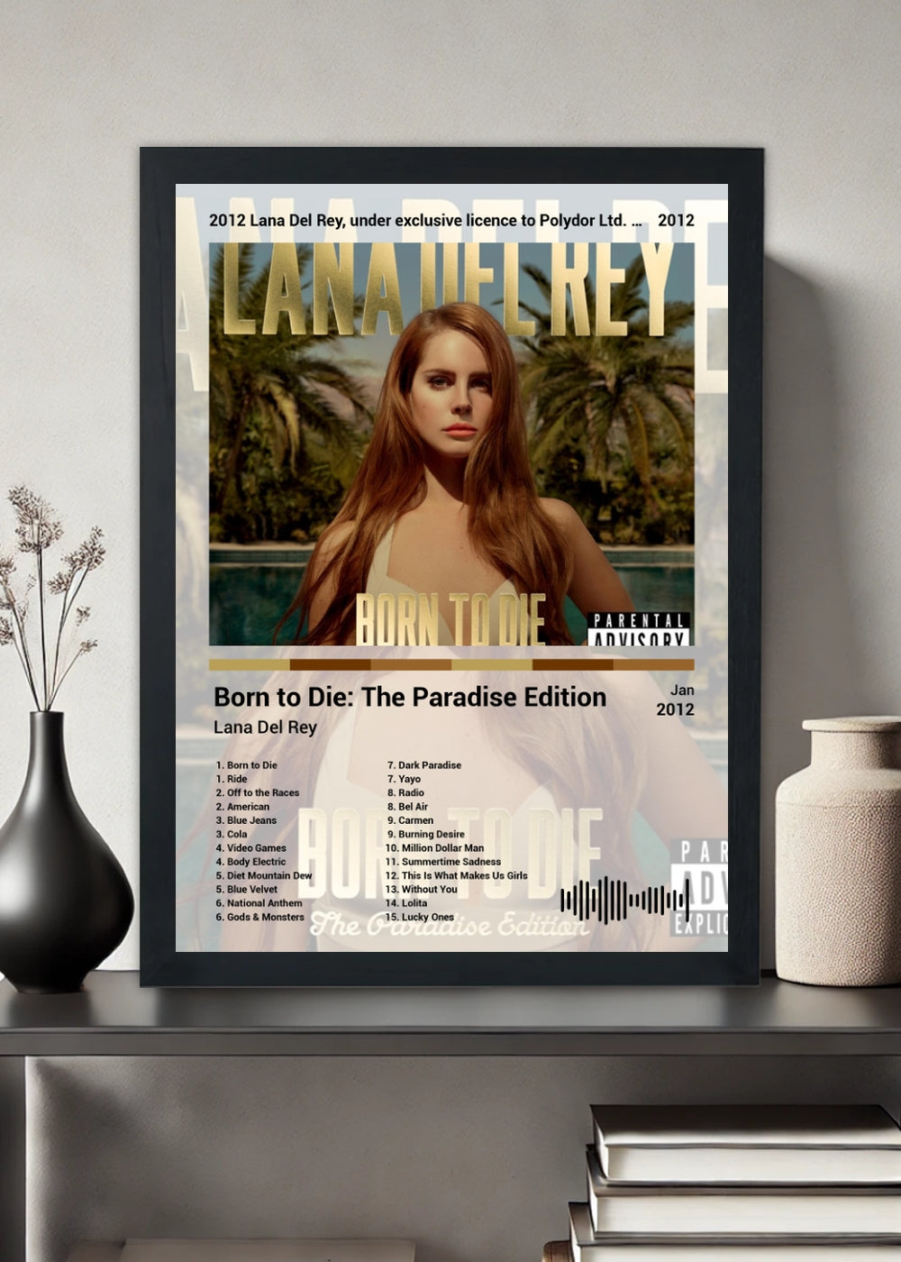 Quadro Decorativo Lana Del Rey Paradise (Light) Com Vidro