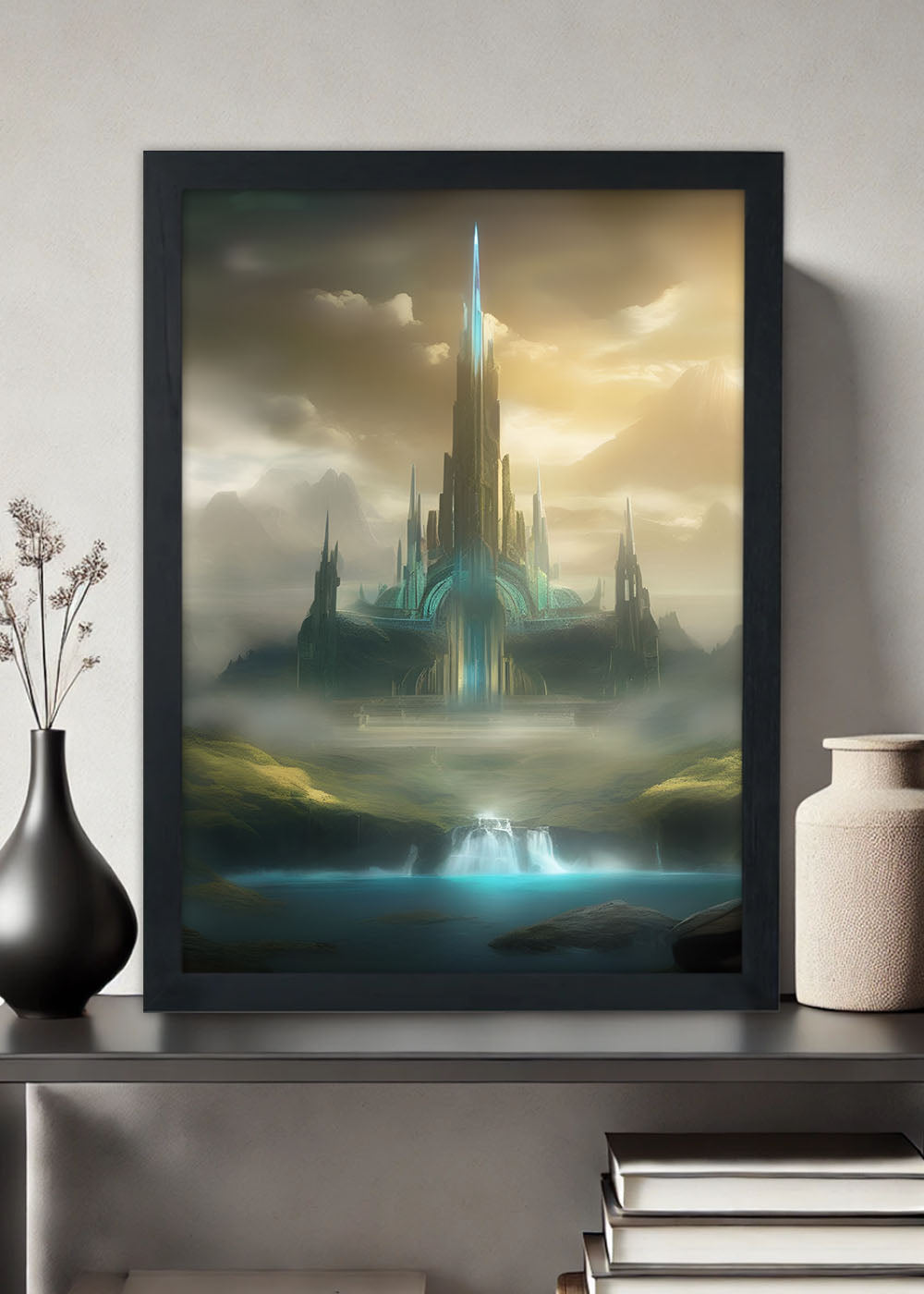 Quadro Reino de asgard - Mitologia nórdica - Com vidro
