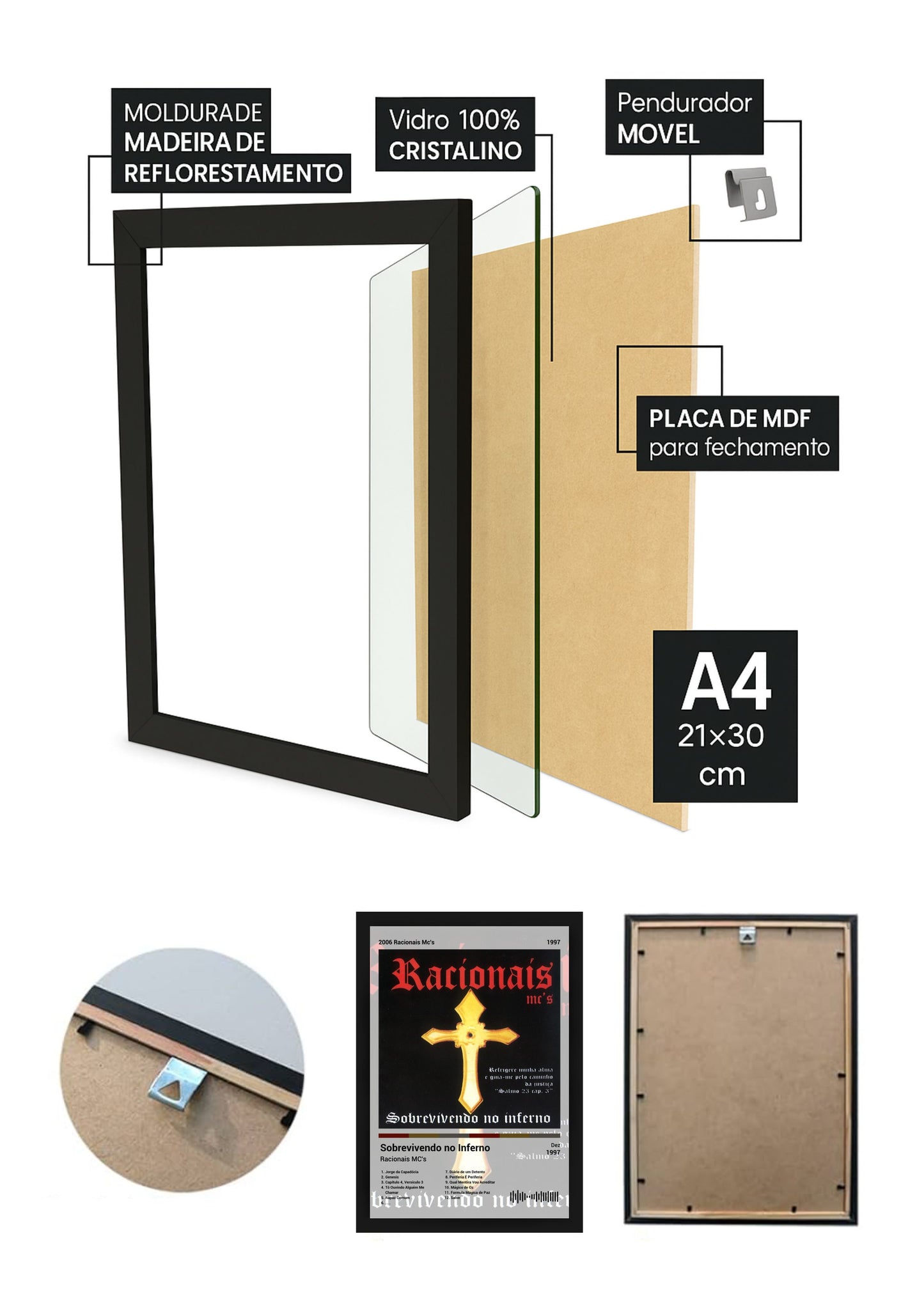 Quadro Racionais MC's Sobrevivendo no I... (Light) Com Vidro