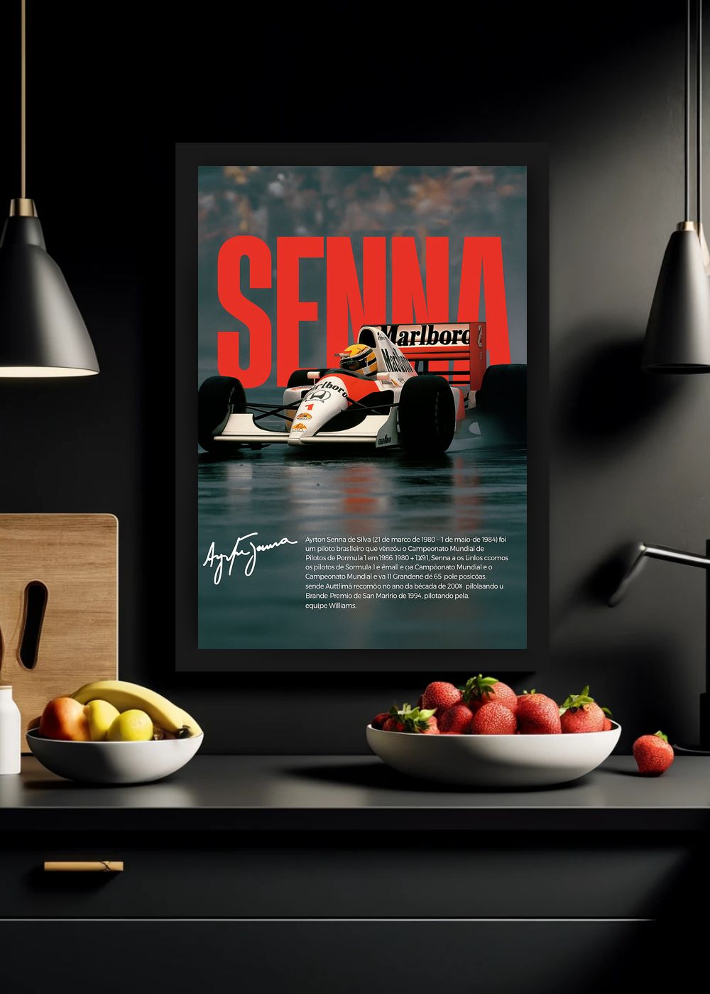 Quadro Com Vidro Ayrton Senna Rei de Monaco Decorativo