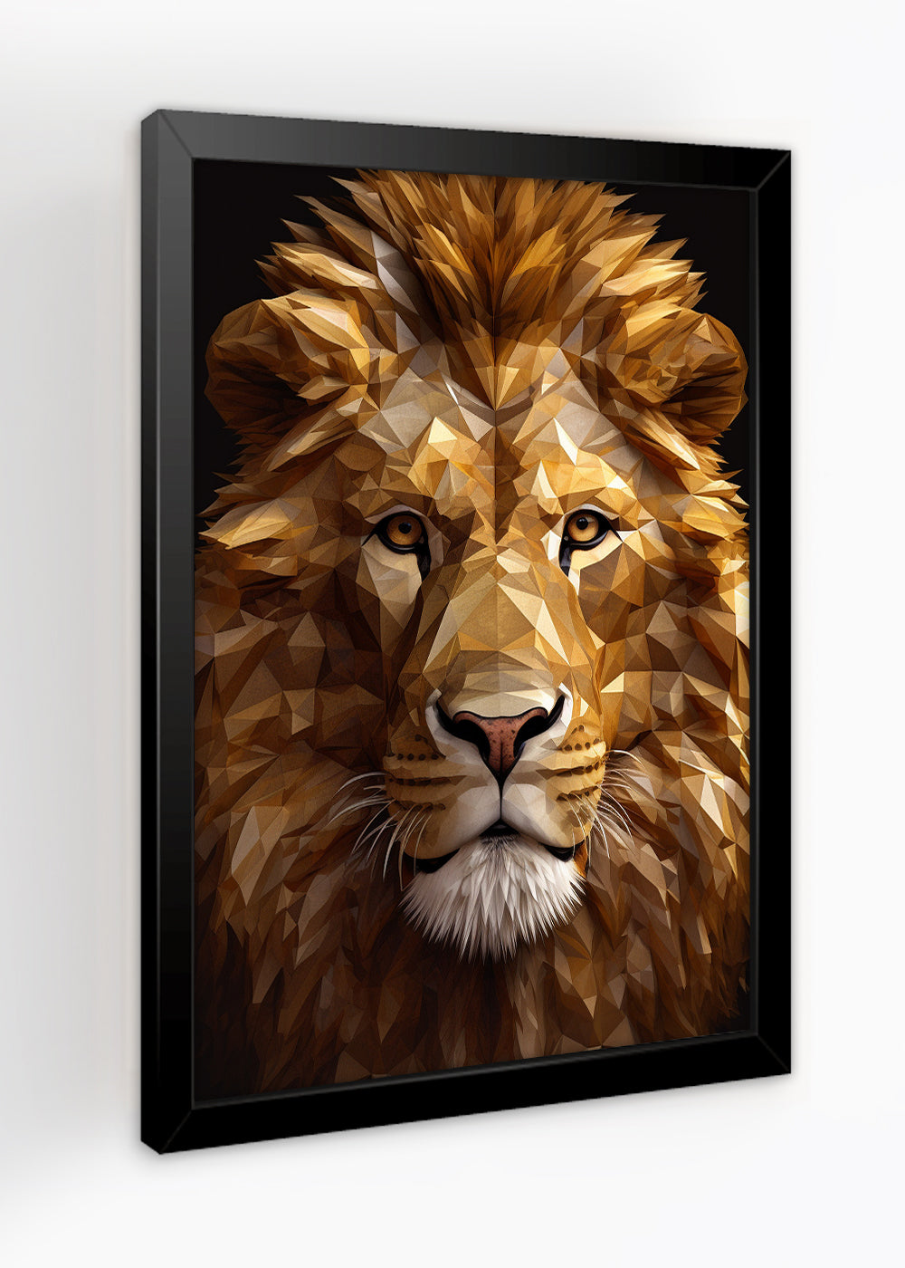 Quadro Decorativo Rosto do leão geométrico - Com vidro