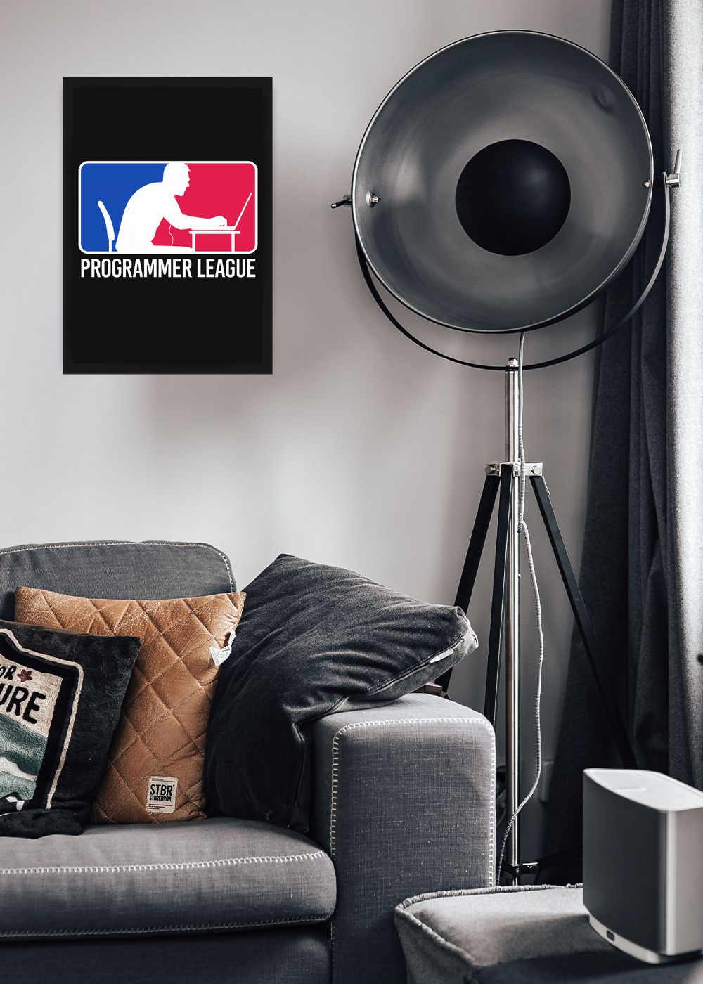 Quadro Programmer League Programação Com Vidro e Moldura
