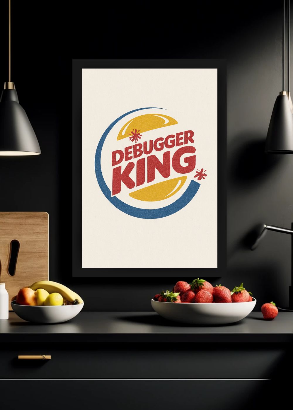 Quadro Geek Debugger King Com Vidro e Moldura