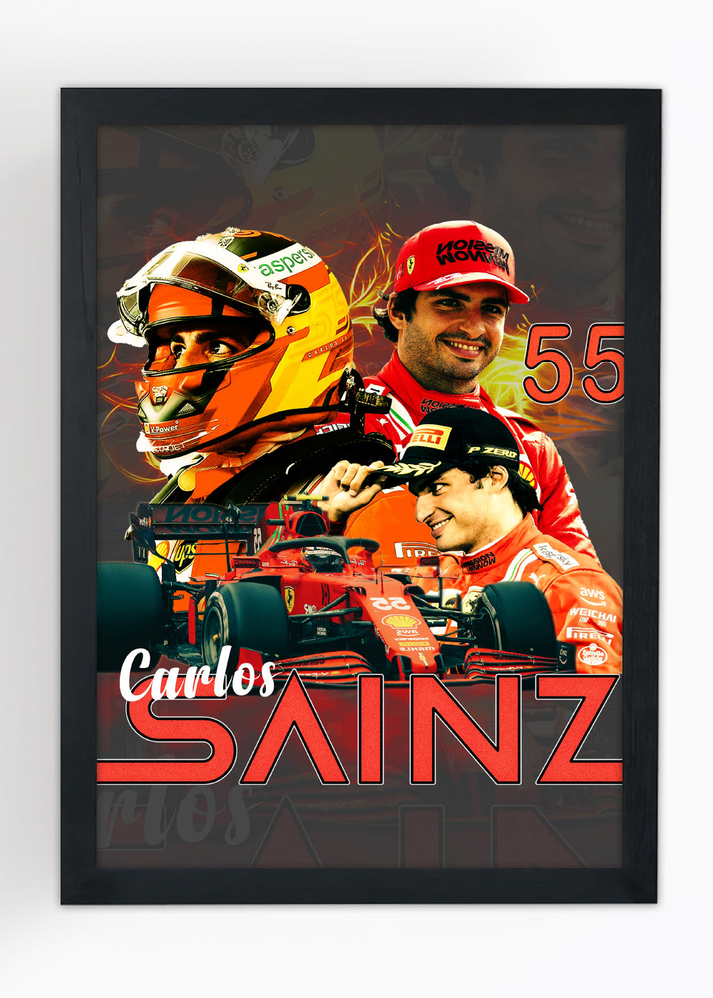 Quadro Piloto Carlos Sainz - Com vidro