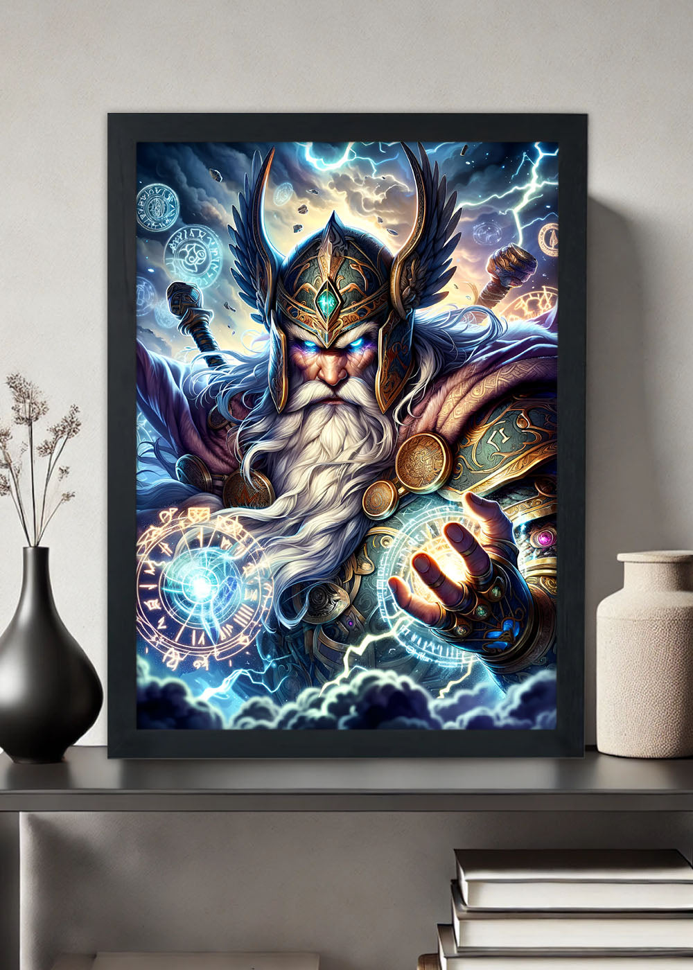 Quadro Odin o maior mago entre os deuses - Com vidro