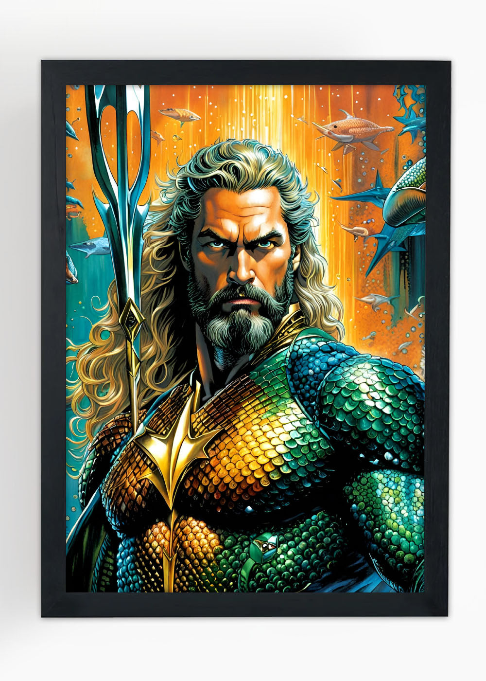 Quadro Decorativo Heroi DC - Aquaman - Com vidro