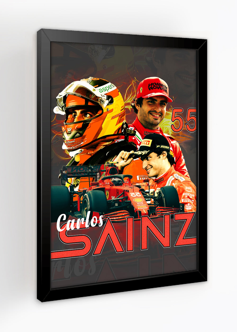 Quadro Piloto Carlos Sainz - Com vidro