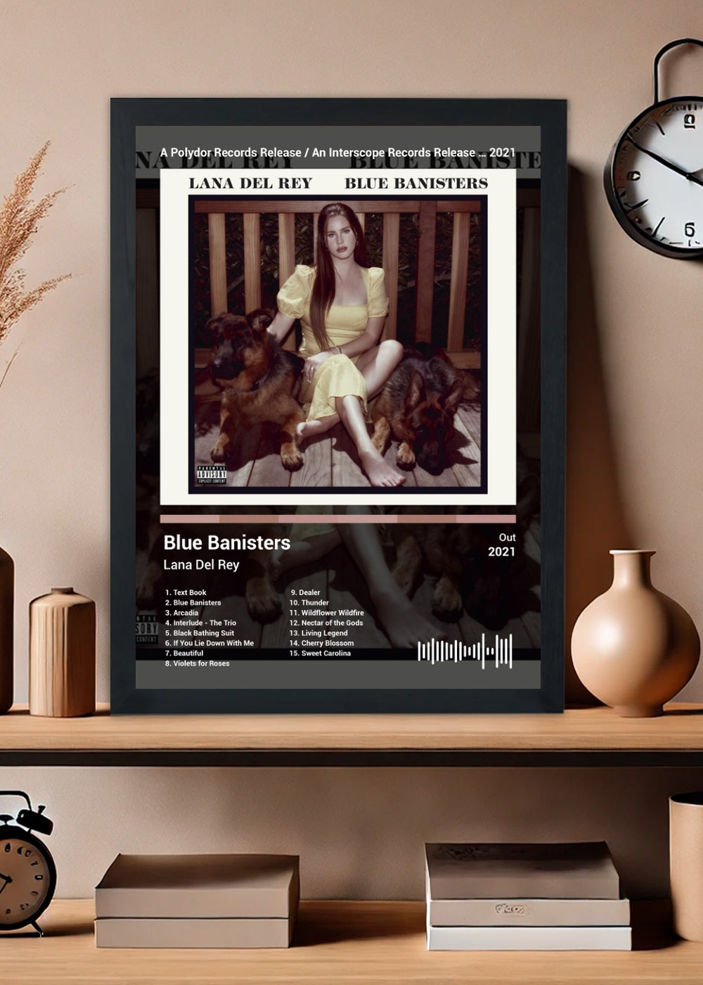 Quadro Lana Del Rey Blue Banisters (Dark) Com Vidro