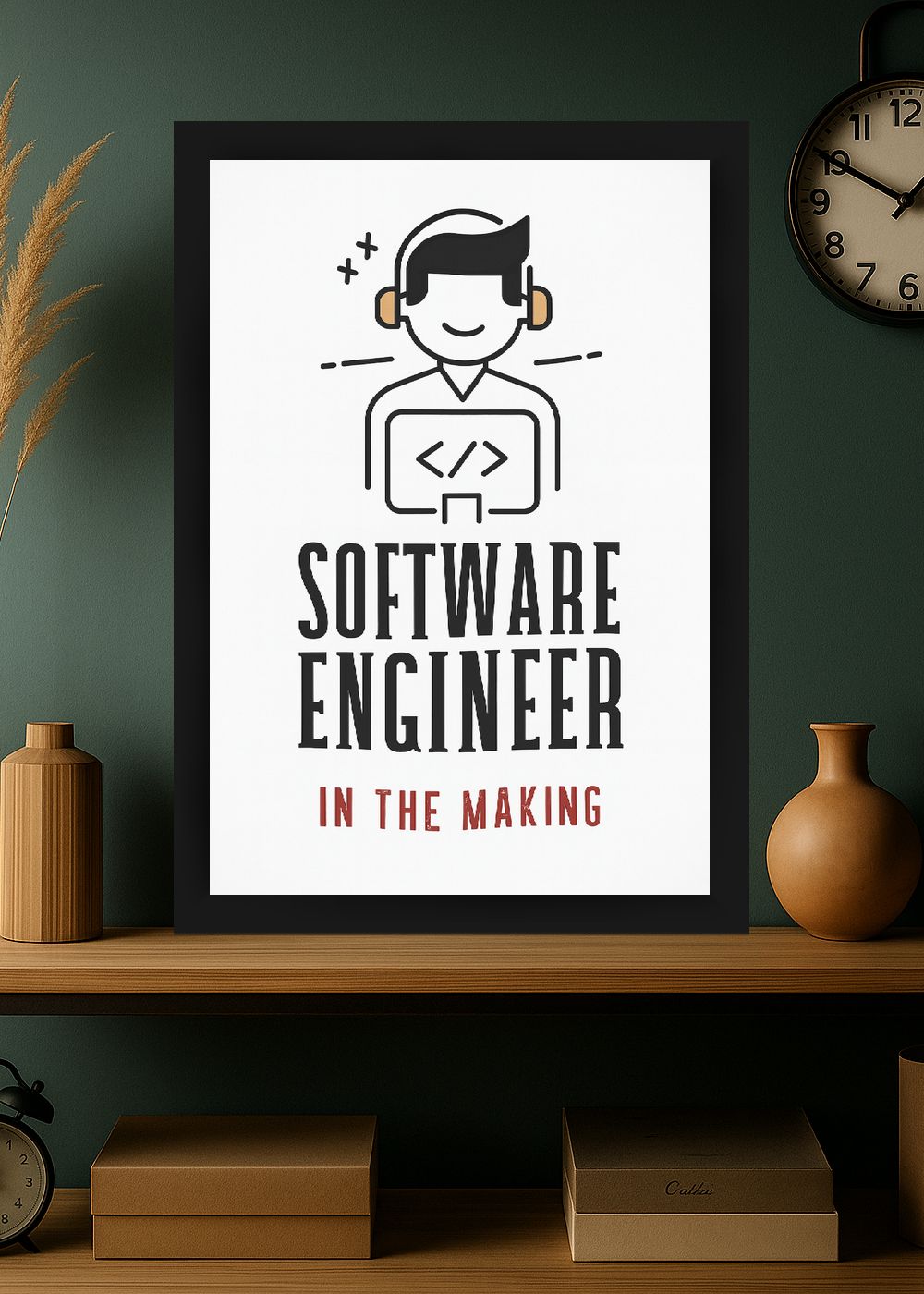 Quadro Geek Software Engineer Com Vidro e Moldura.png