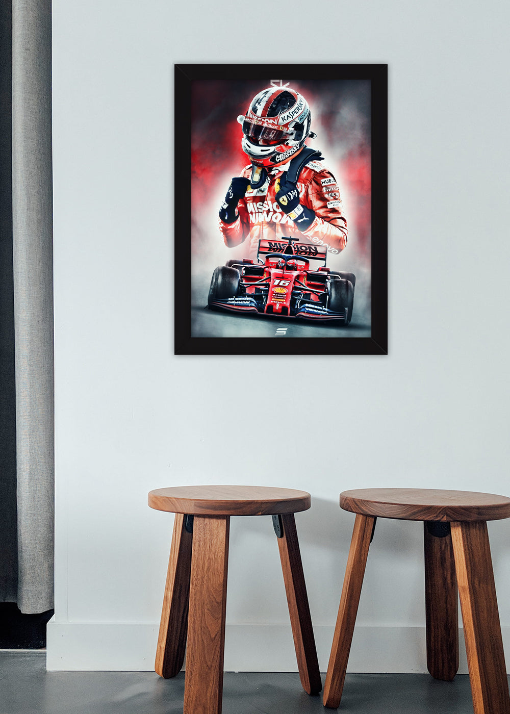 Quadro Piloto Charles Leclerc - Com vidro