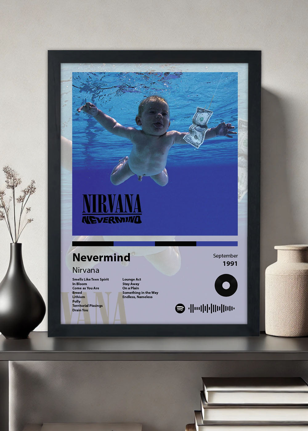 Quadro Nevermind - Nirvana - Com vidro
