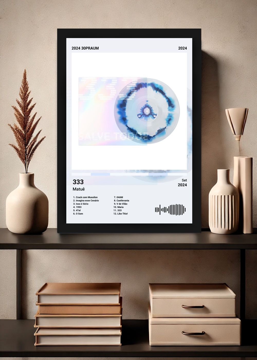 Quadro Decorativo Matuê 333 (Colored) Com Vidro