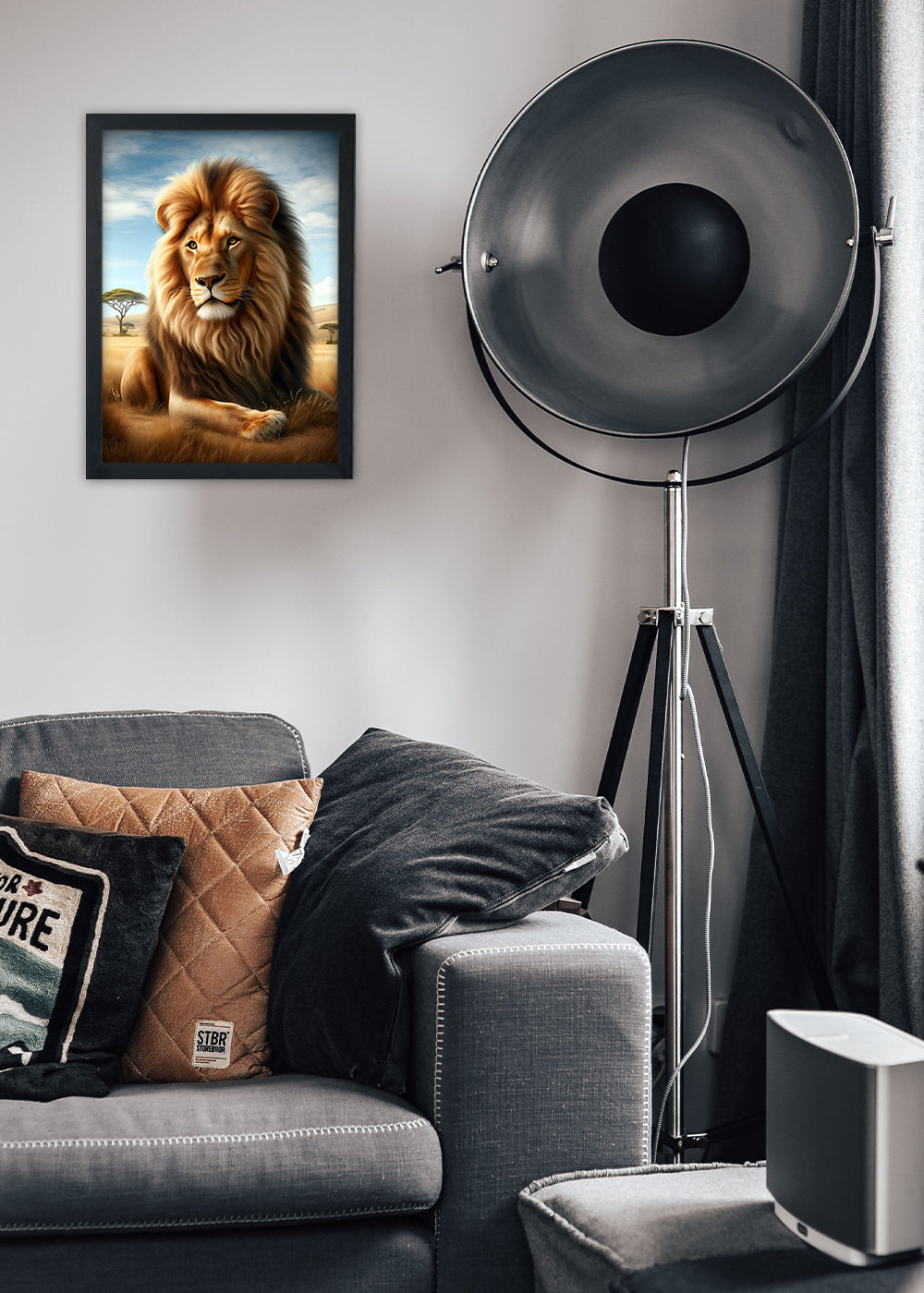 Quadro Leão o rei da selva temido por todos - Com vidro