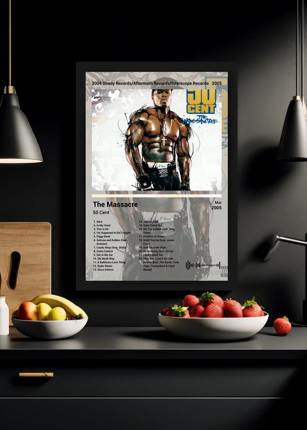 Quadro Decorativo 50 Cent The Massacre (Colored) Com Vidro