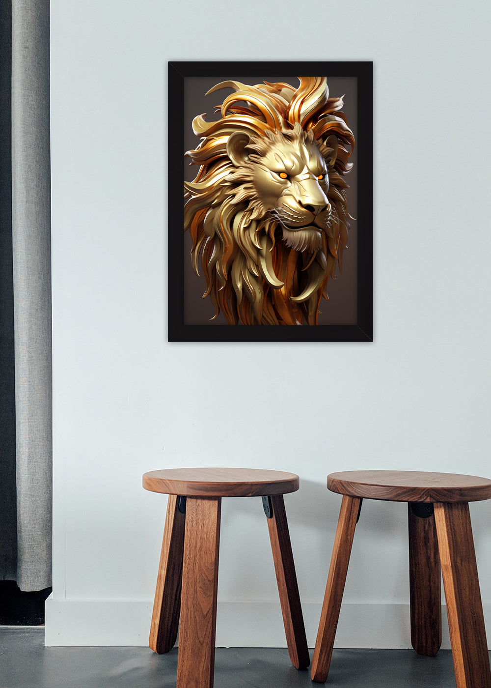 Quadro Decorativo Rosto do leão - Com vidro