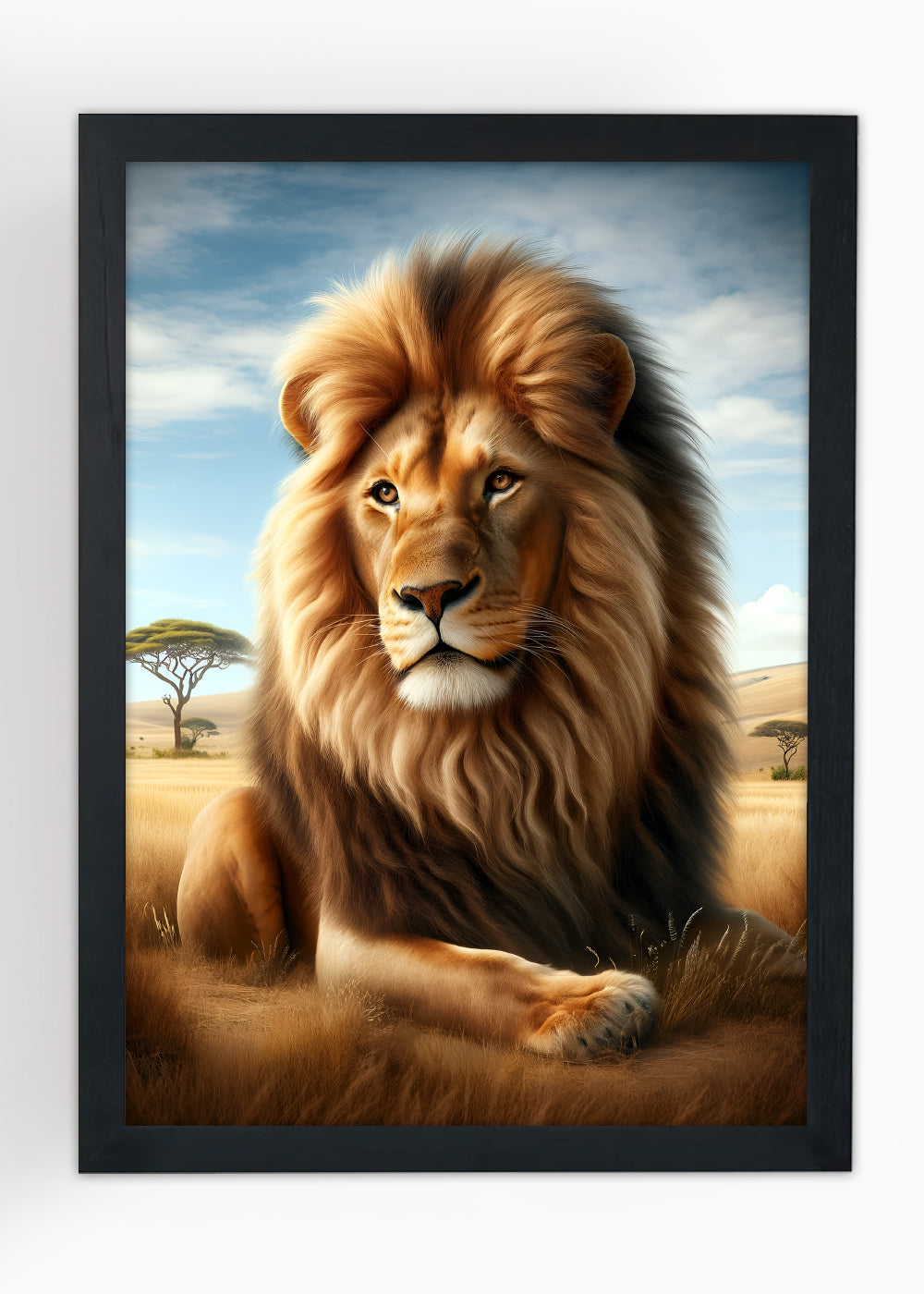 Quadro Leão o rei da selva temido por todos - Com vidro