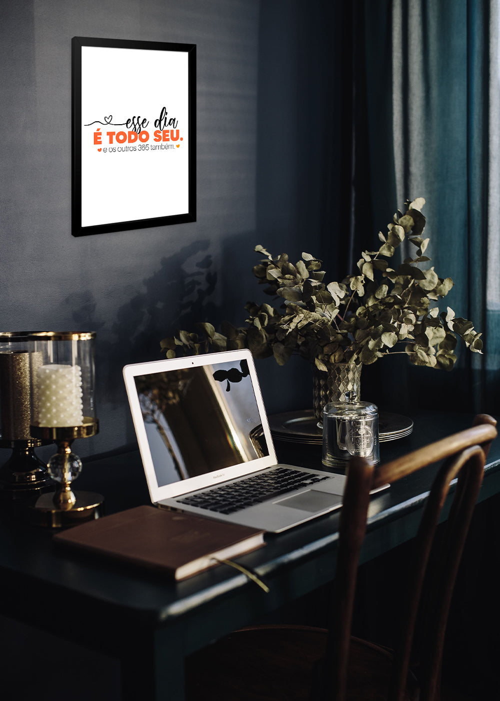 Quadro Decorativo Dia todo seu - Com vidro