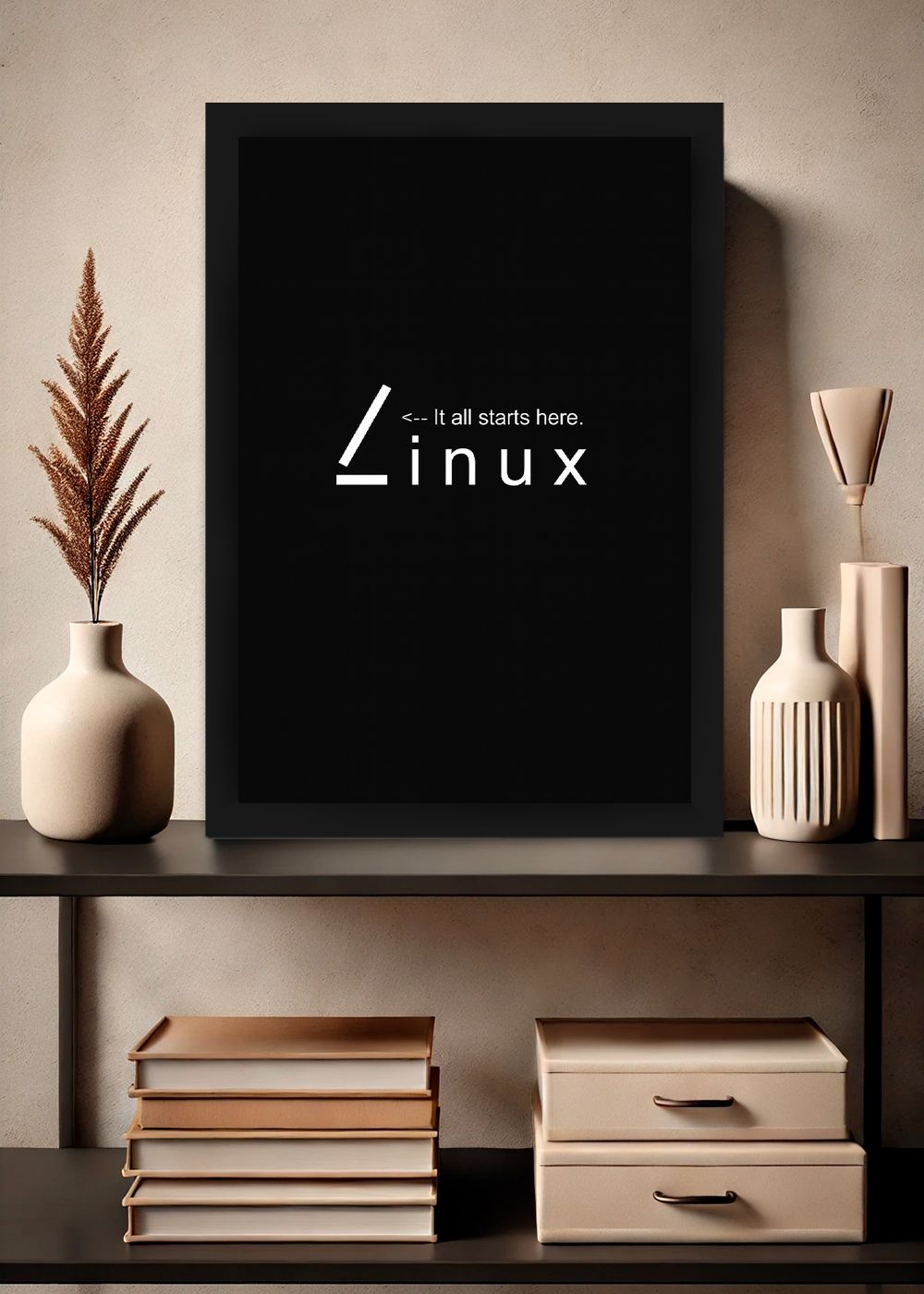 Quadro Linux: O Ponto de Partida com Vidro e Moldura