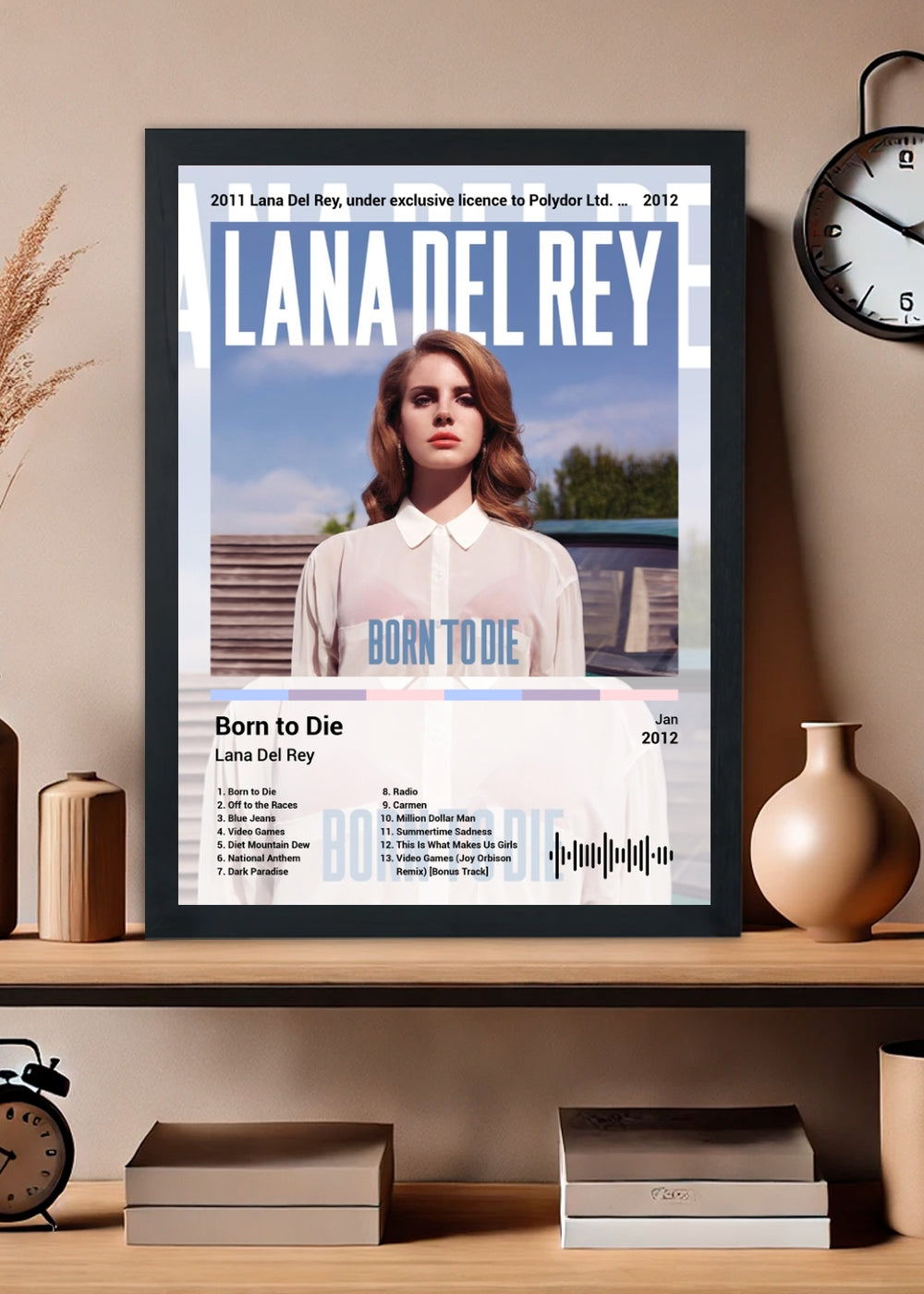 Quadro Decorativo Lana Del Rey Born to Die (Light) Com Vidro