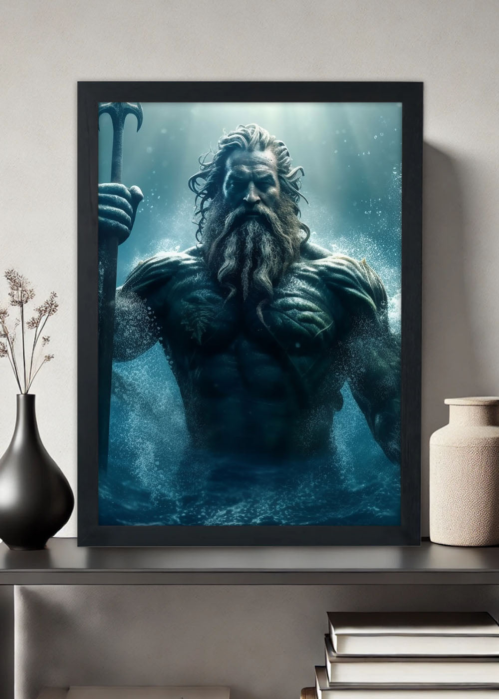 Quadro Poseidon O Rei Do Mar - Mitologia Grega - Com vidro