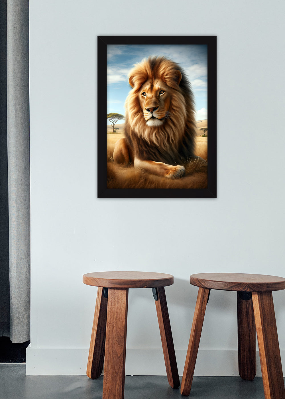 Quadro Leão o rei da selva temido por todos - Com vidro