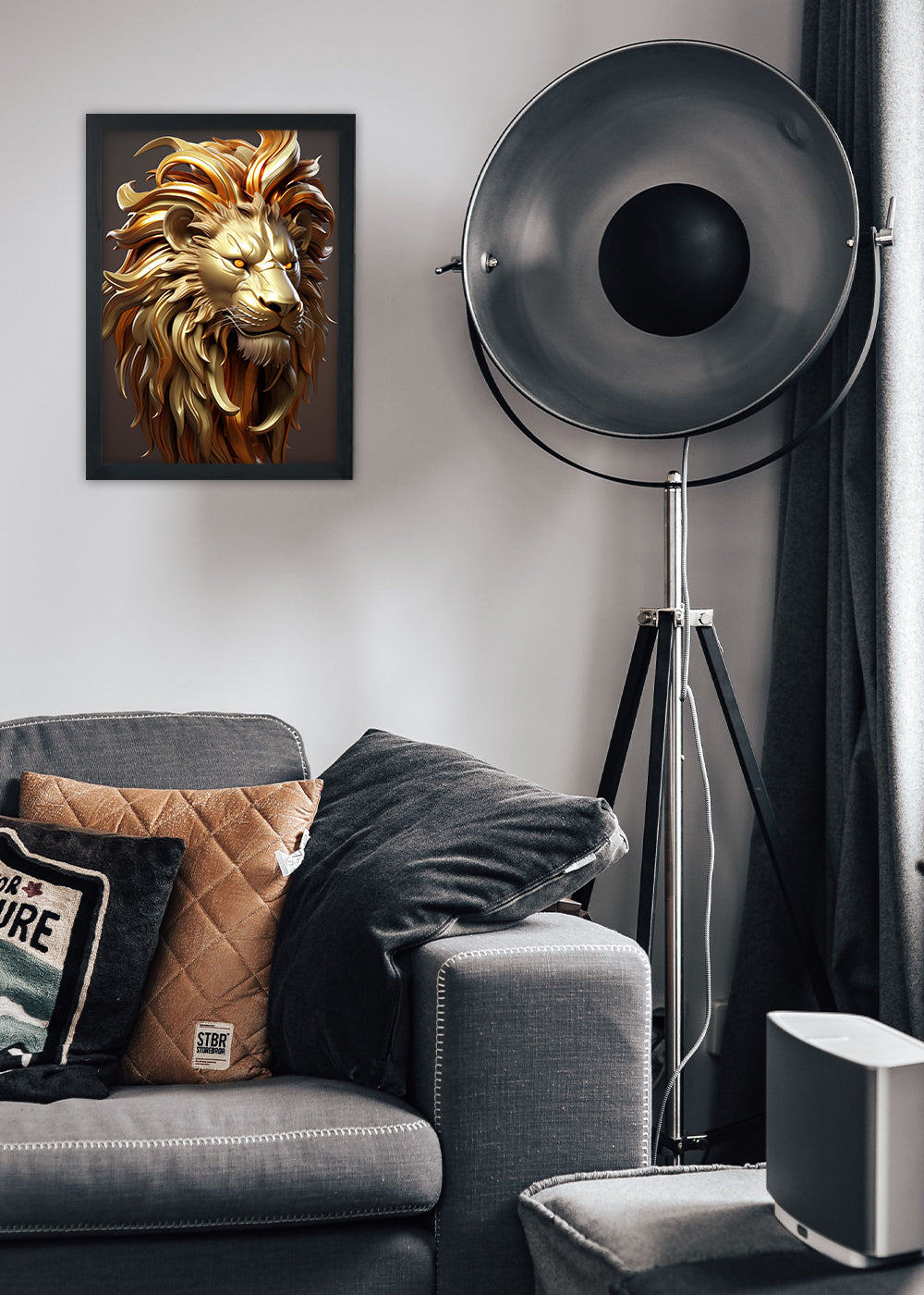 Quadro Decorativo Rosto do leão - Com vidro