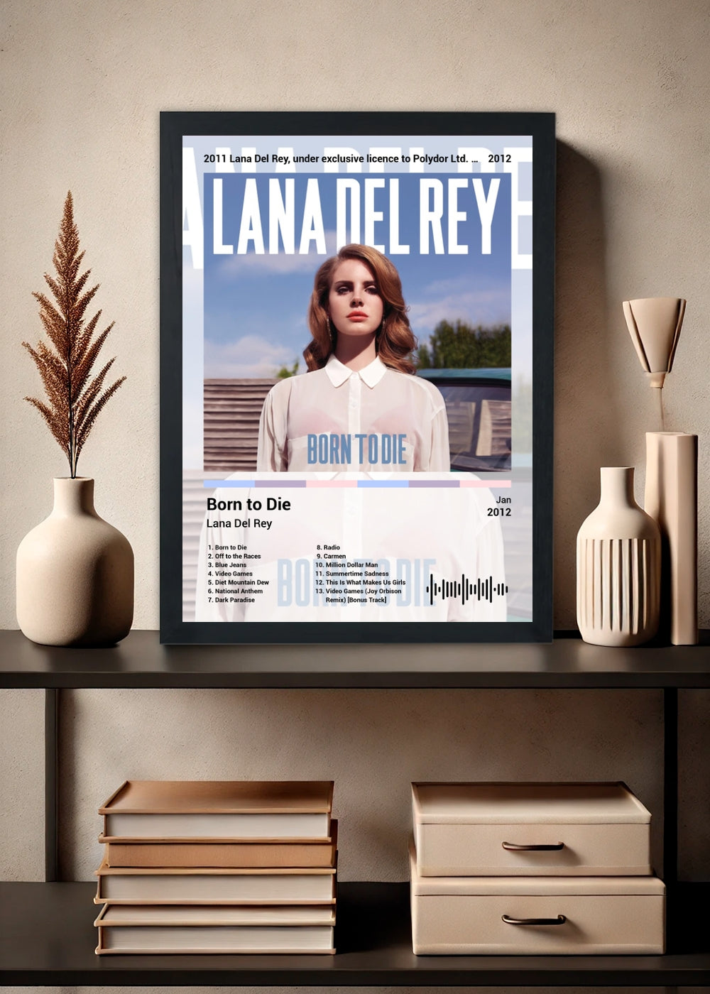 Quadro Decorativo Lana Del Rey Born to Die (Light) Com Vidro