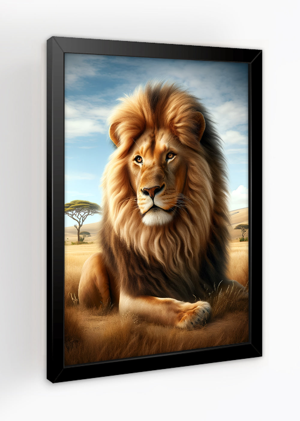 Quadro Leão o rei da selva temido por todos - Com vidro