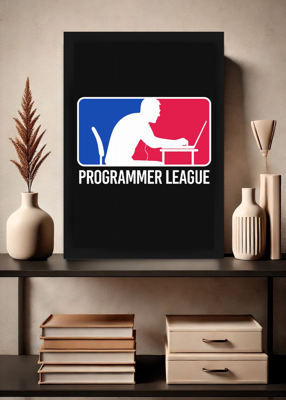 Quadro Programmer League Programação Com Vidro e Moldura