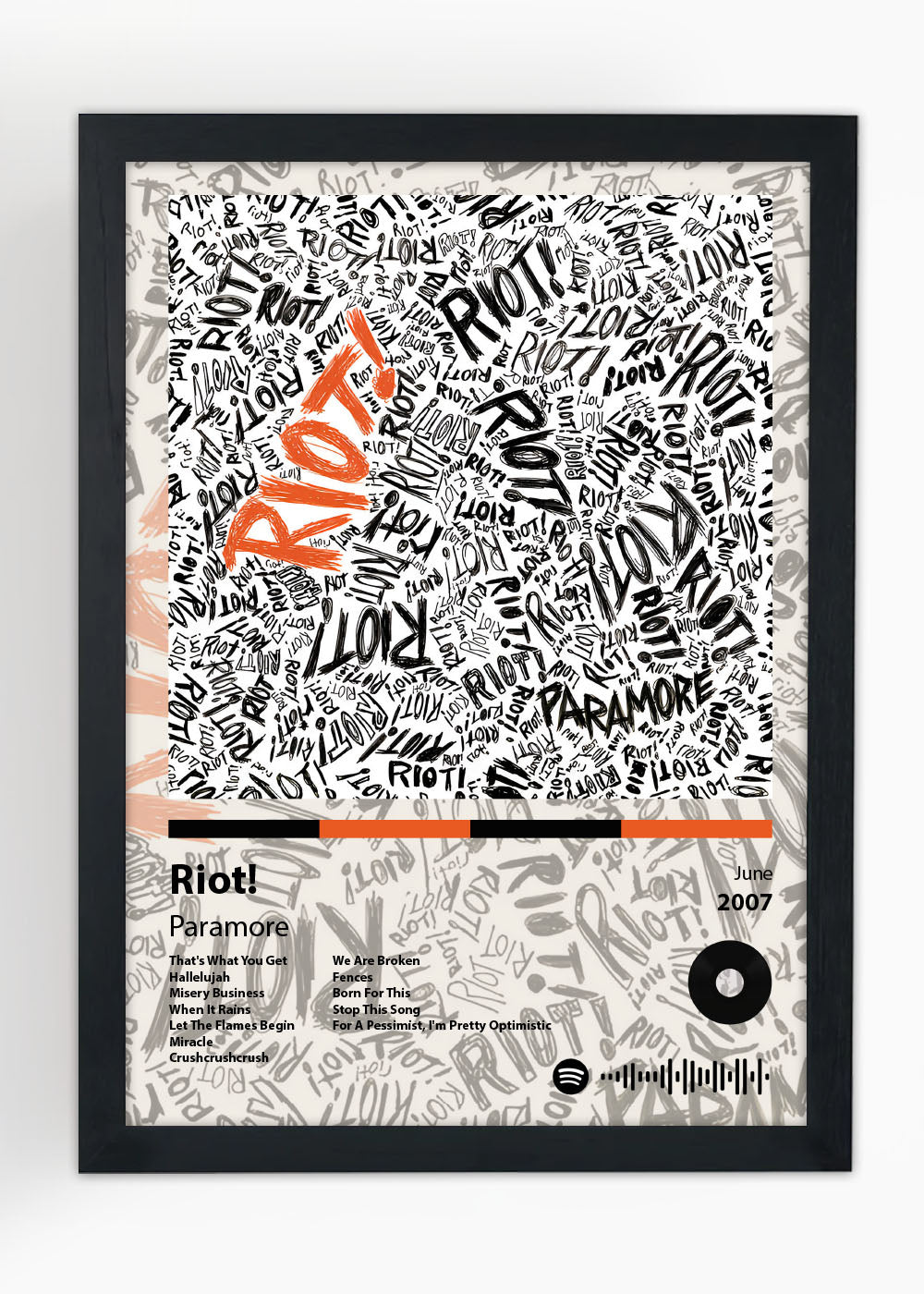Quadro Decorativo Riot! Paramore - Com vidro