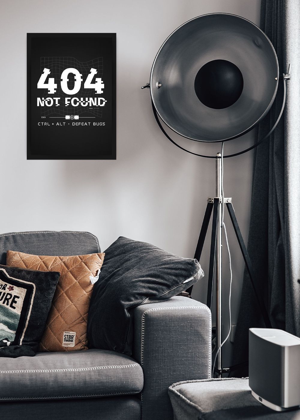 Quadro Geek 404 not found Com Vidro e Moldura
