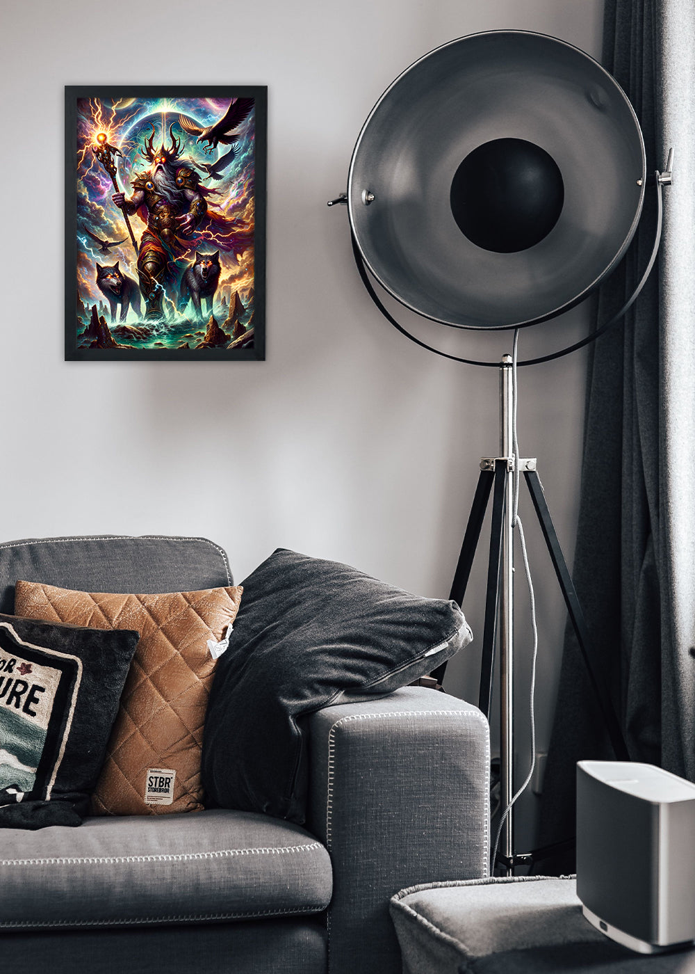 Quadro Odin o responsavel pelas runas Mitologia - Com vidro