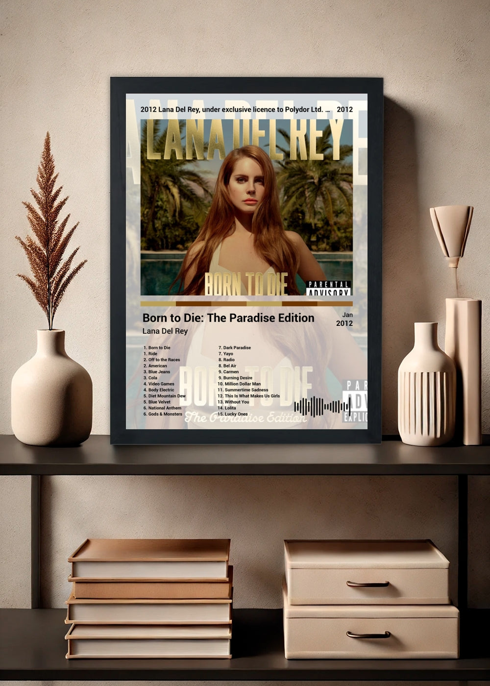 Quadro Decorativo Lana Del Rey Paradise (Light) Com Vidro