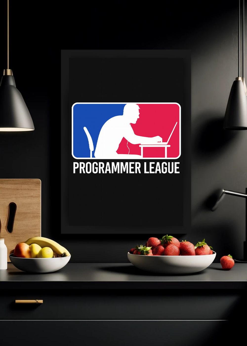 Quadro Programmer League Programação Com Vidro e Moldura